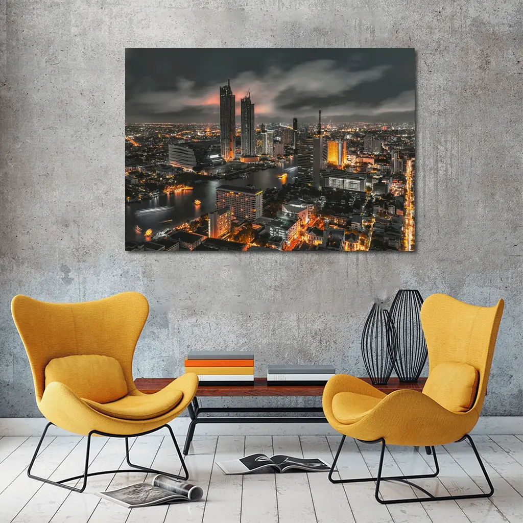 Bangkok Thailand City Skyline At Night – Wall Art