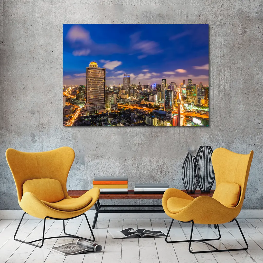 Bangkok Thailand City Skyline At Night – Wall Art