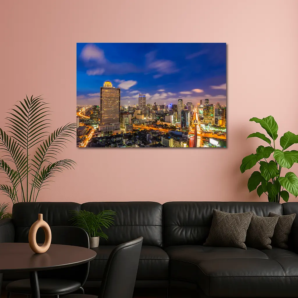 Bangkok Thailand City Skyline At Night – Wall Art