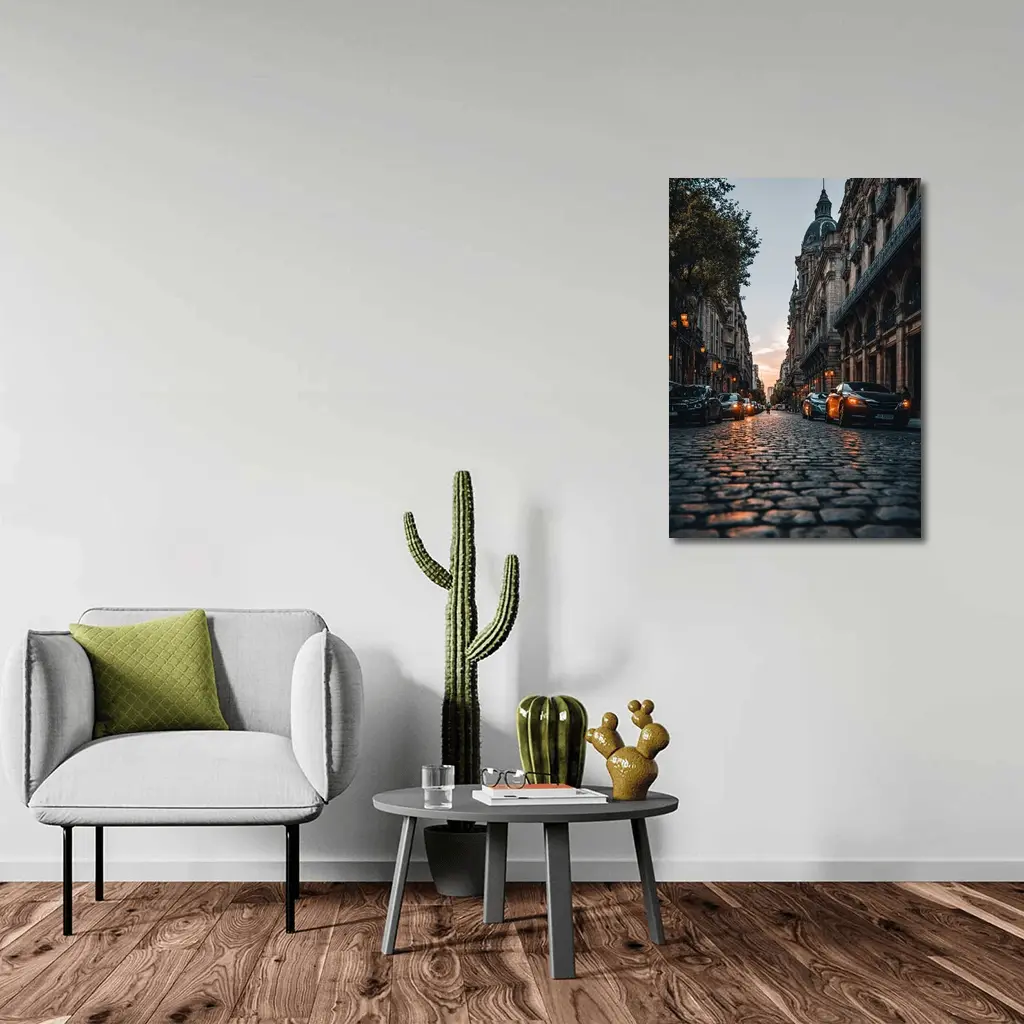Paris Cobblestone Street At Dusk – Wall Art