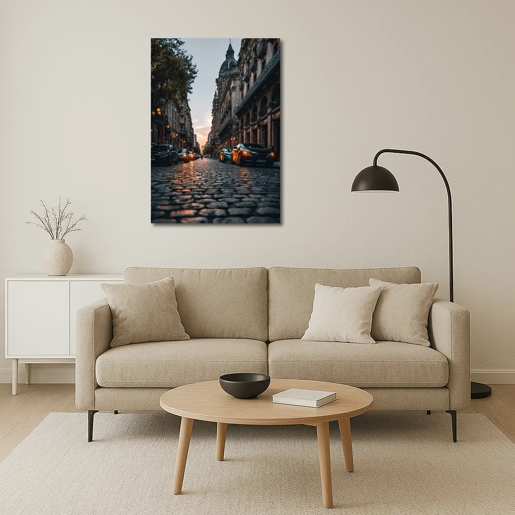 Paris Cobblestone Street At Dusk – Wall Art