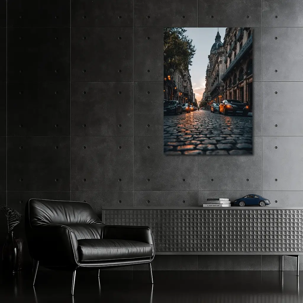 Paris Cobblestone Street At Dusk – Wall Art