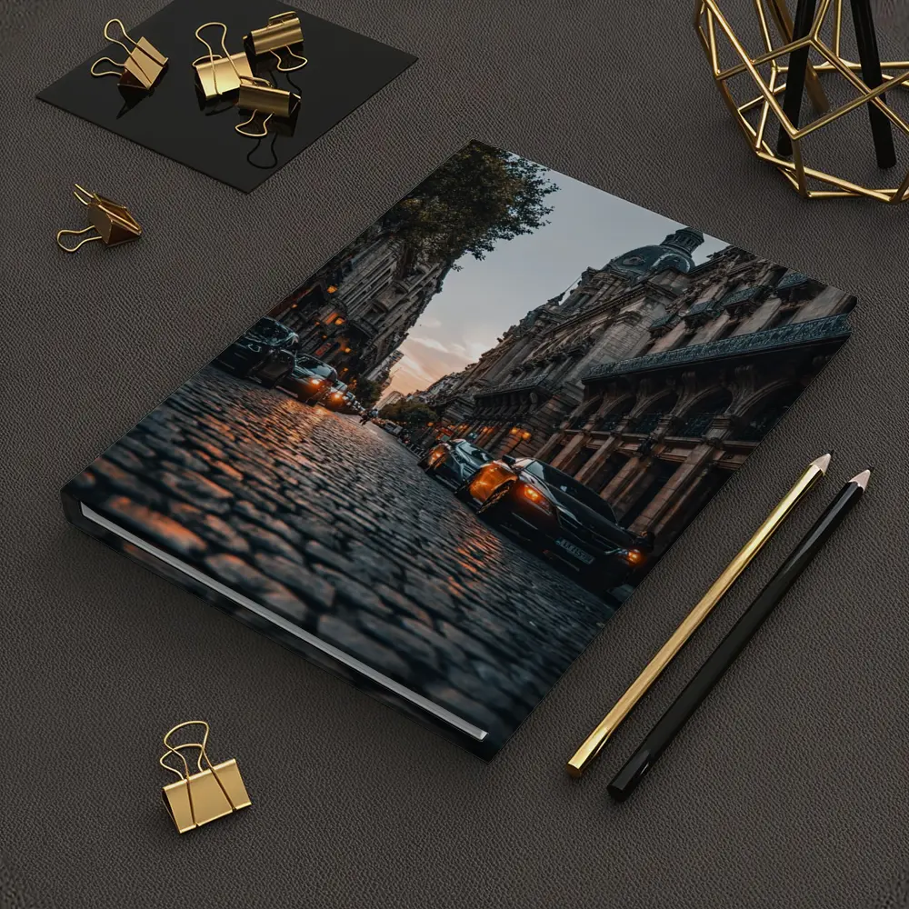 Paris Cobblestone Street At Dusk – Notebooks