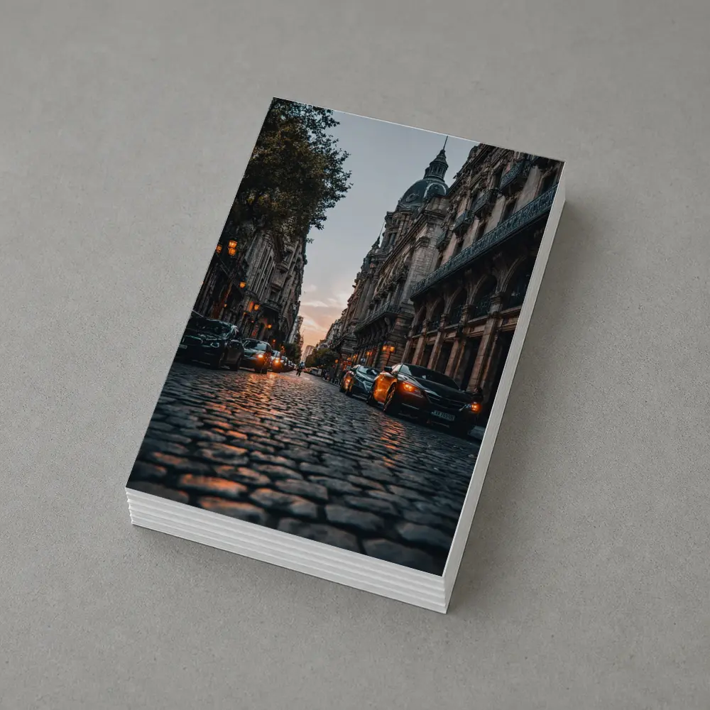Paris Cobblestone Street At Dusk – Postcards