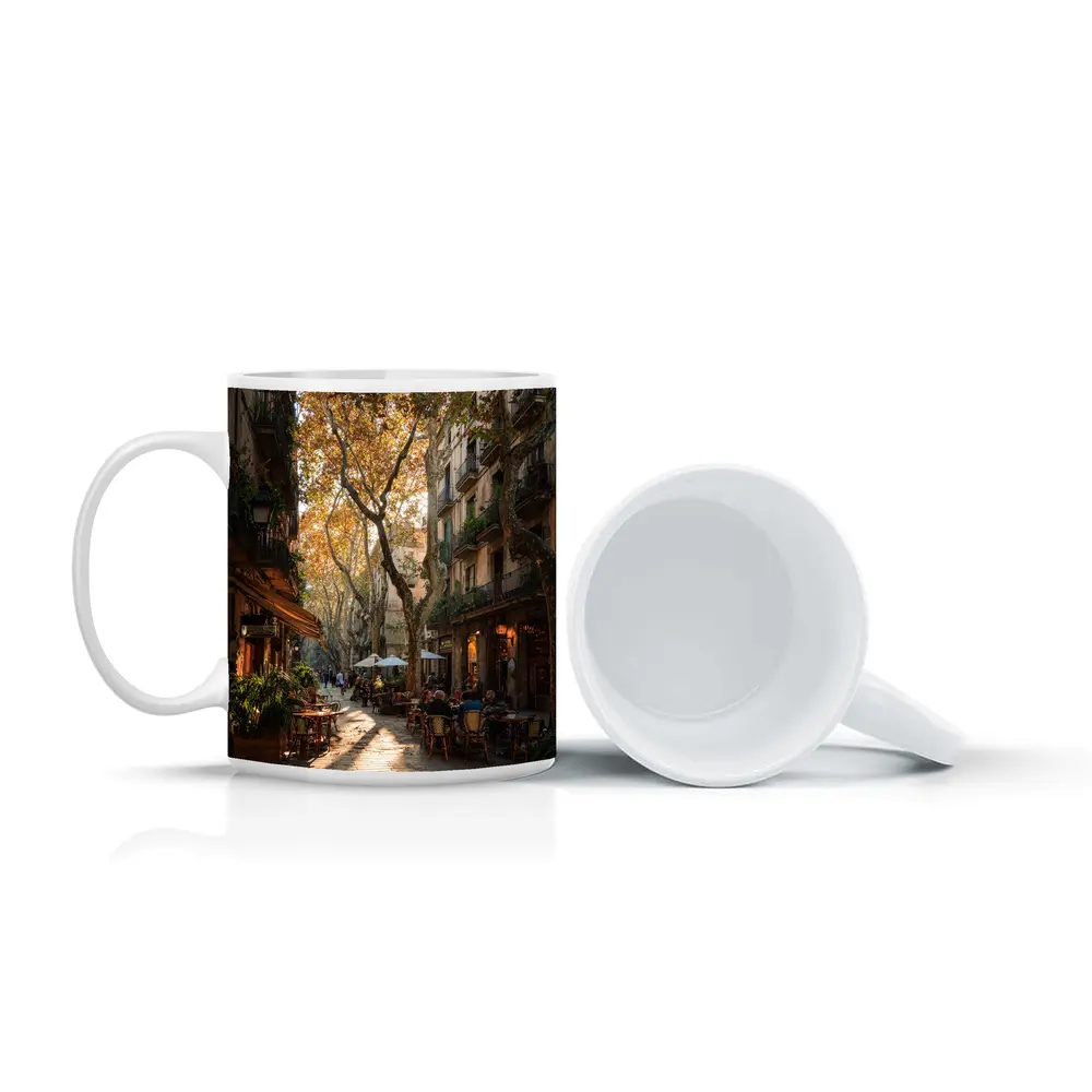 Barcelona Old Town Street Cafe Autumn – Mugs