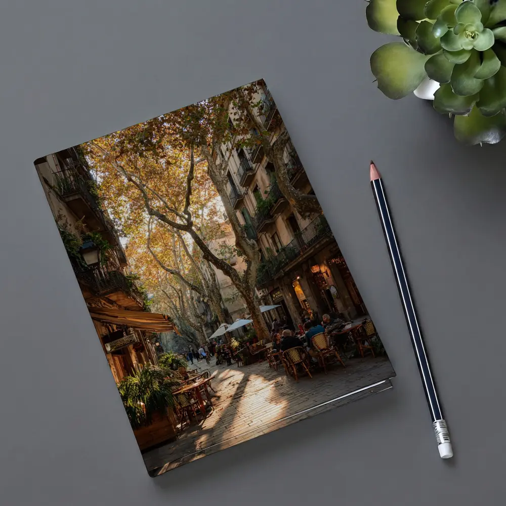 Barcelona Old Town Street Cafe Autumn – Notebooks