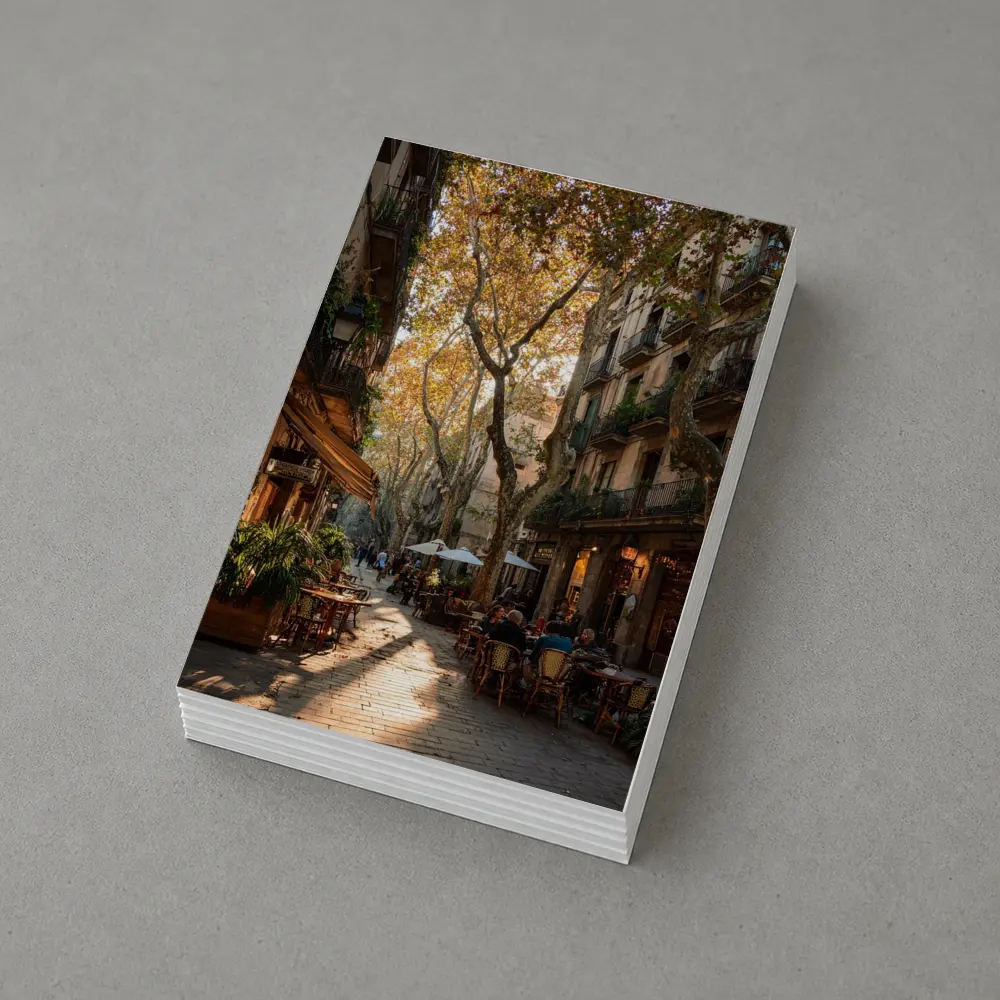 Barcelona Old Town Street Cafe Autumn – Postcards