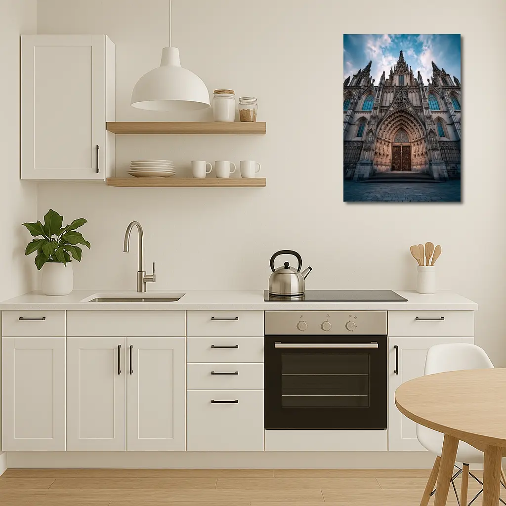 Barcelona Cathedral Gothic Facade Cloudy Sky – Wall Art