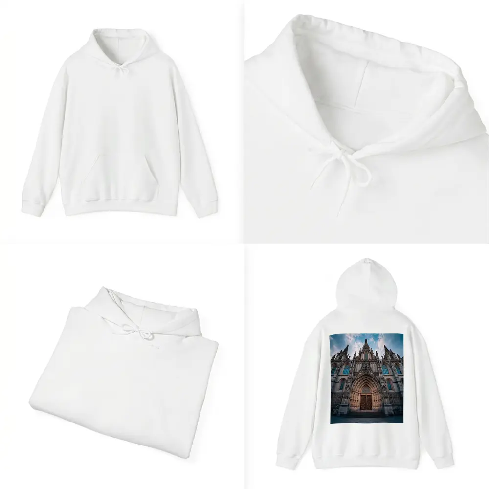 Barcelona Cathedral Gothic Facade Cloudy Sky – Hoodies