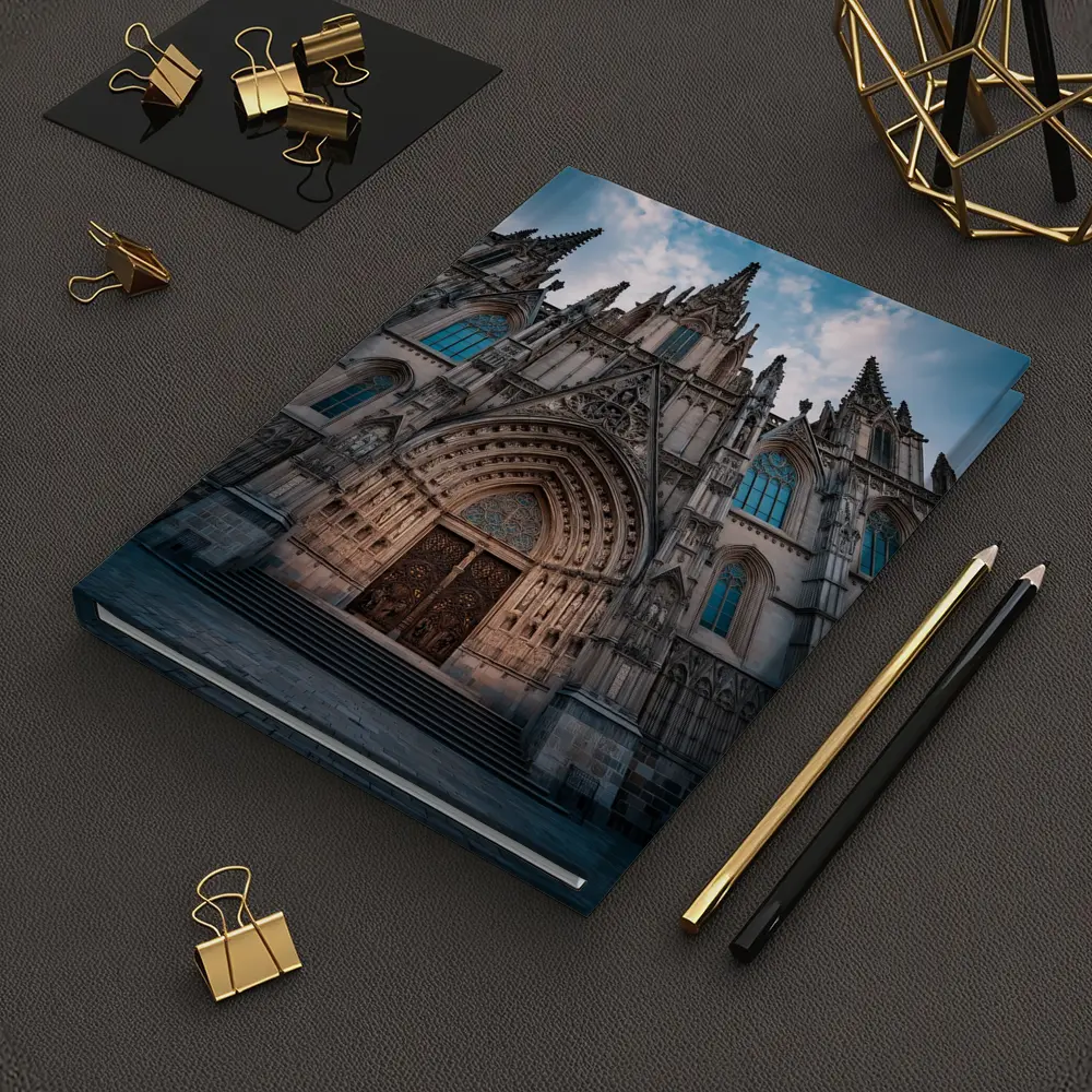 Barcelona Cathedral Gothic Facade Cloudy Sky – Notebooks