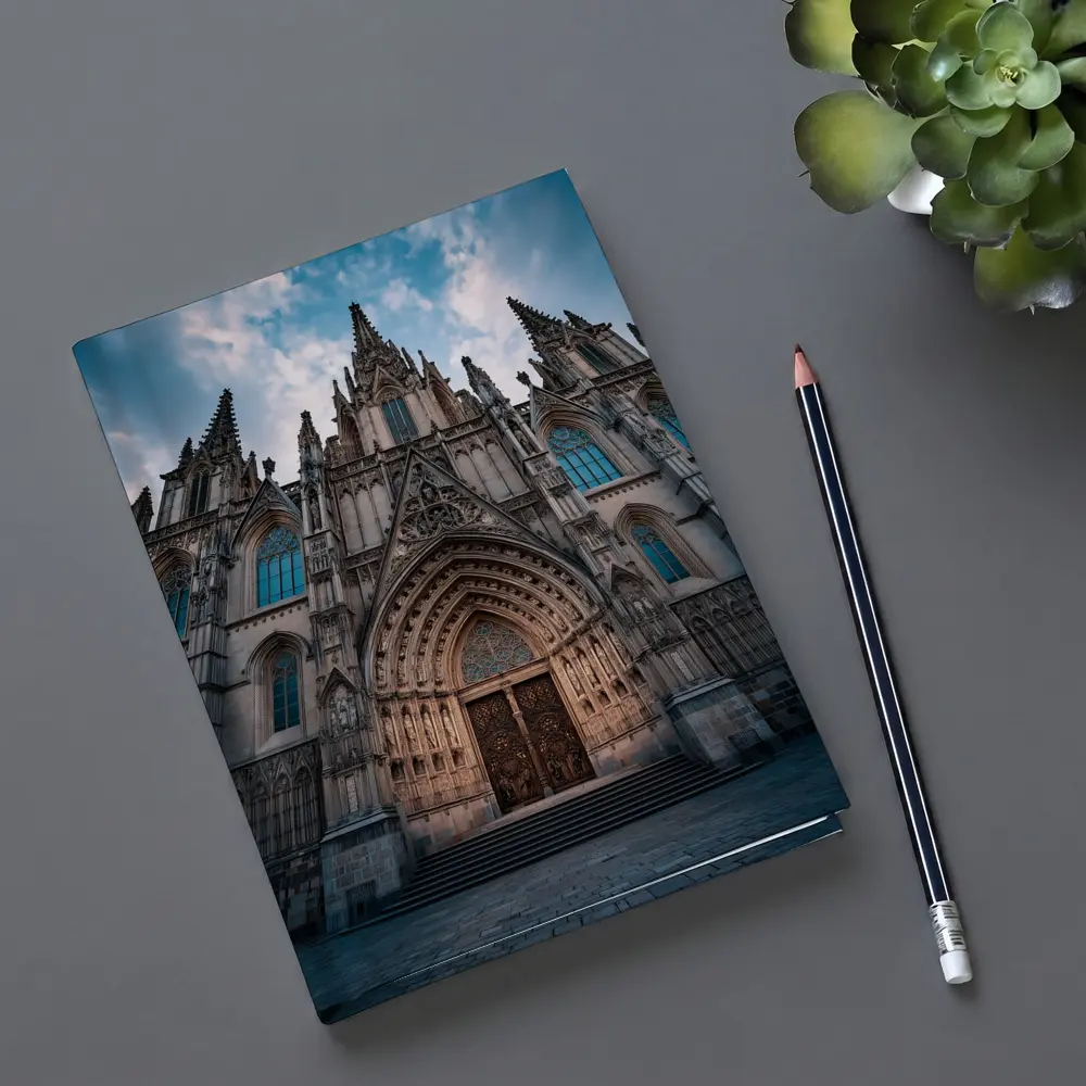 Barcelona Cathedral Gothic Facade Cloudy Sky – Notebooks