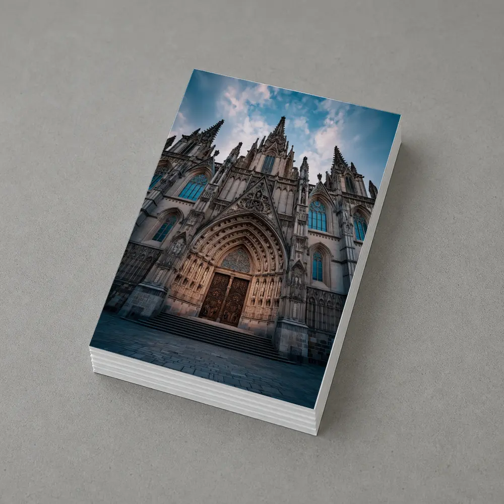 Barcelona Cathedral Gothic Facade Cloudy Sky – Postcards