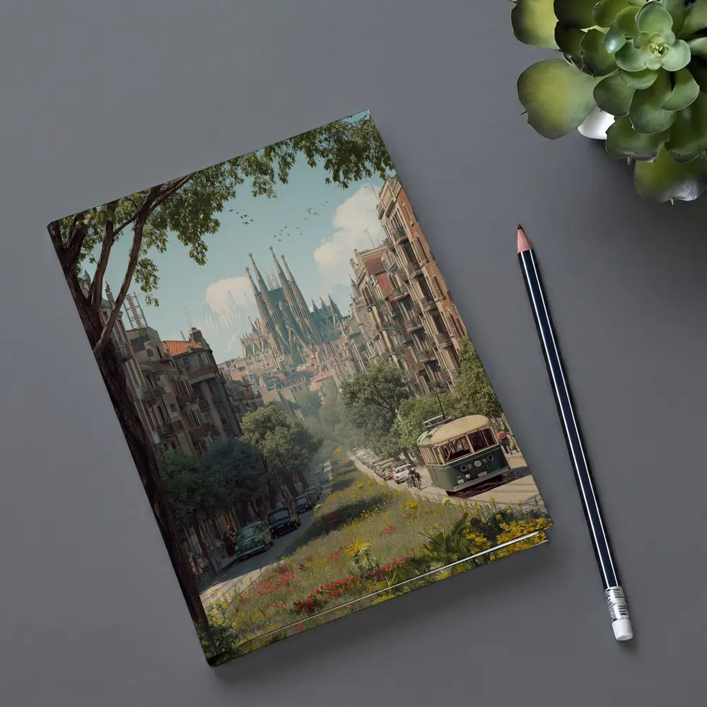 Barcelona Street Sagrada Familia Tram View – Notebooks