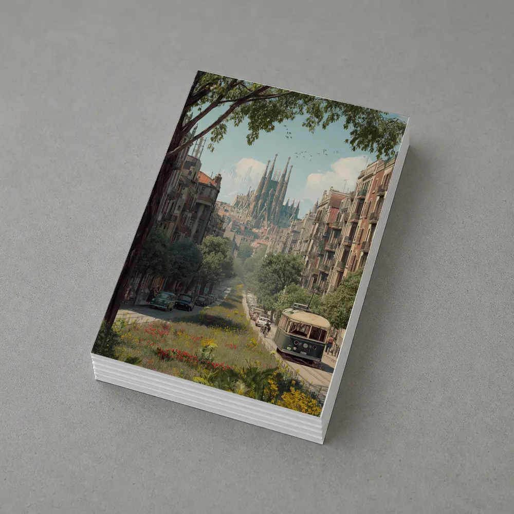 Barcelona Street Sagrada Familia Tram View – Postcards