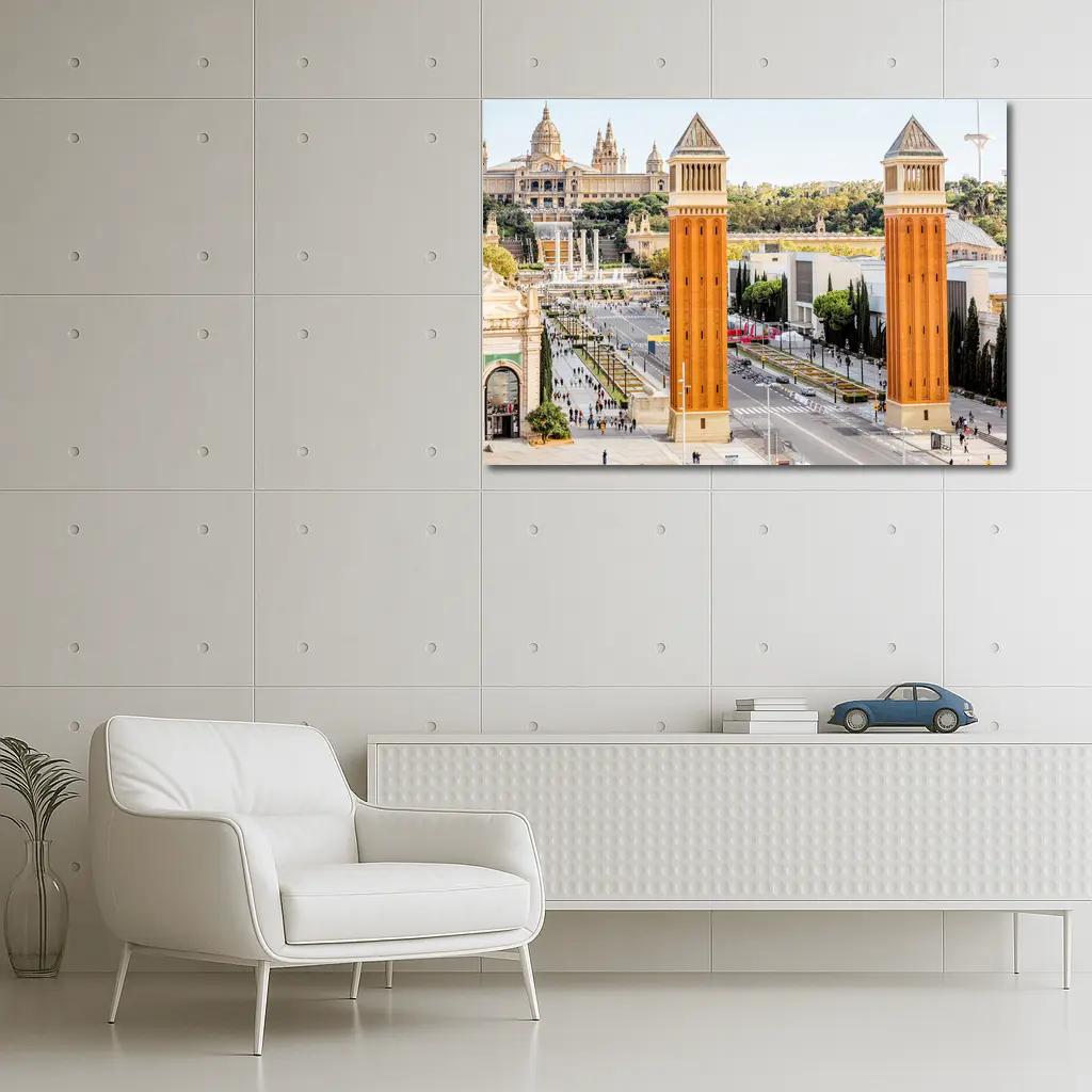 Barcelona Venetian Towers Palau Nacional View – Wall Art