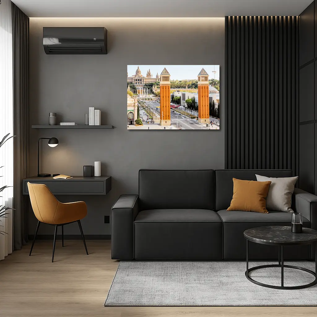 Barcelona Venetian Towers Palau Nacional View – Wall Art
