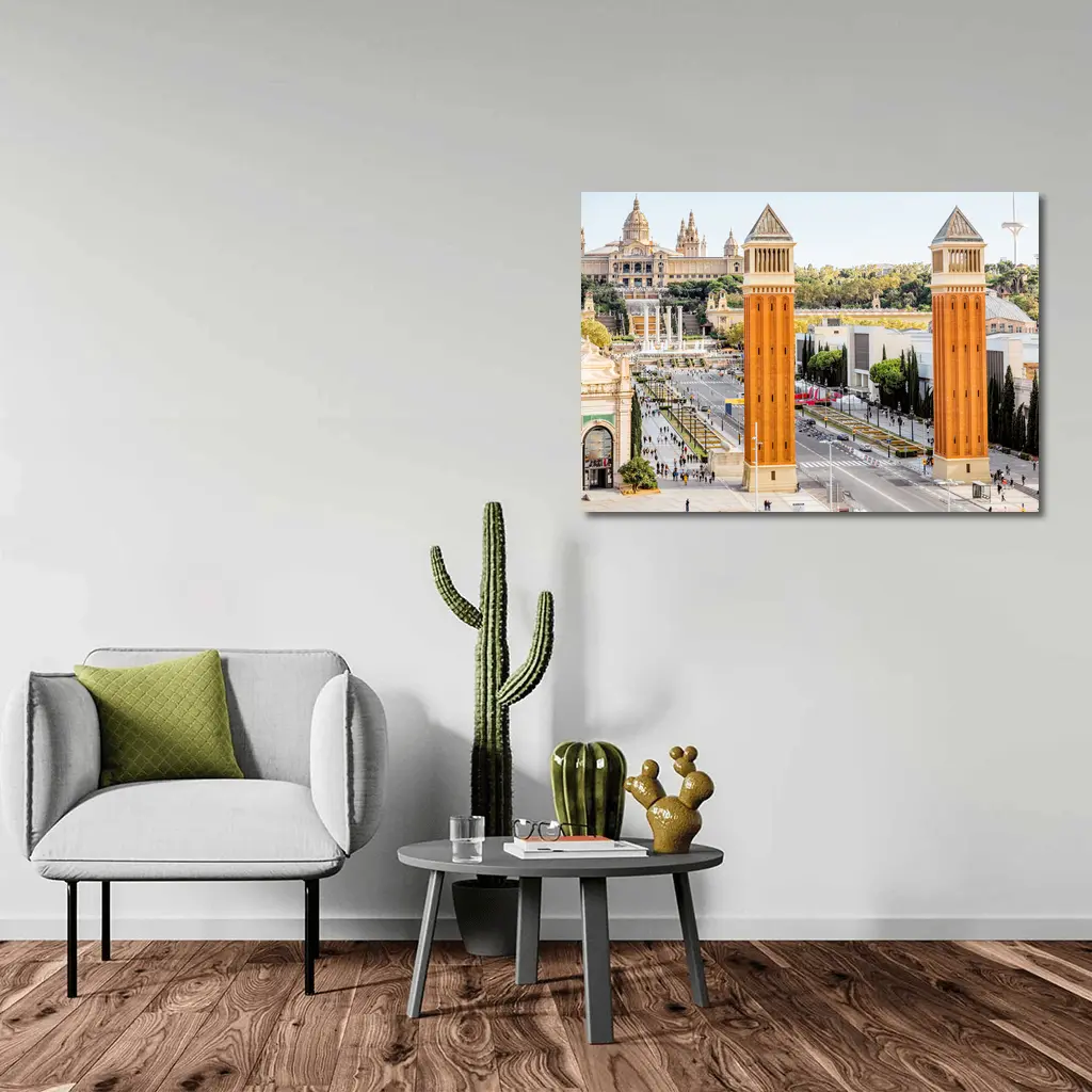 Barcelona Venetian Towers Palau Nacional View – Wall Art