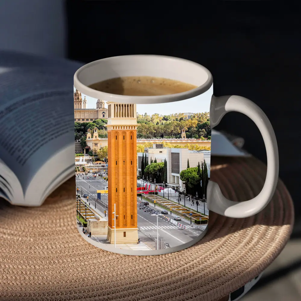 Barcelona Venetian Towers Palau Nacional View – Mugs