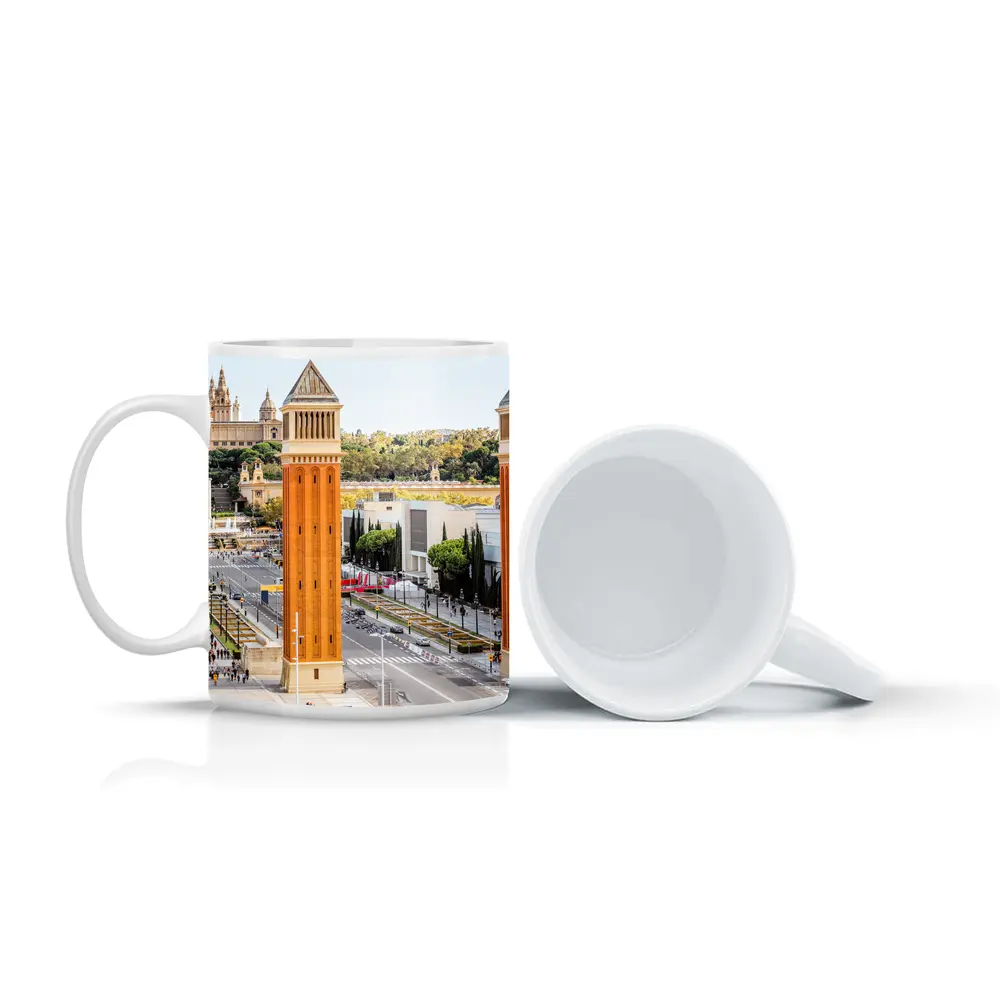 Barcelona Venetian Towers Palau Nacional View – Mugs