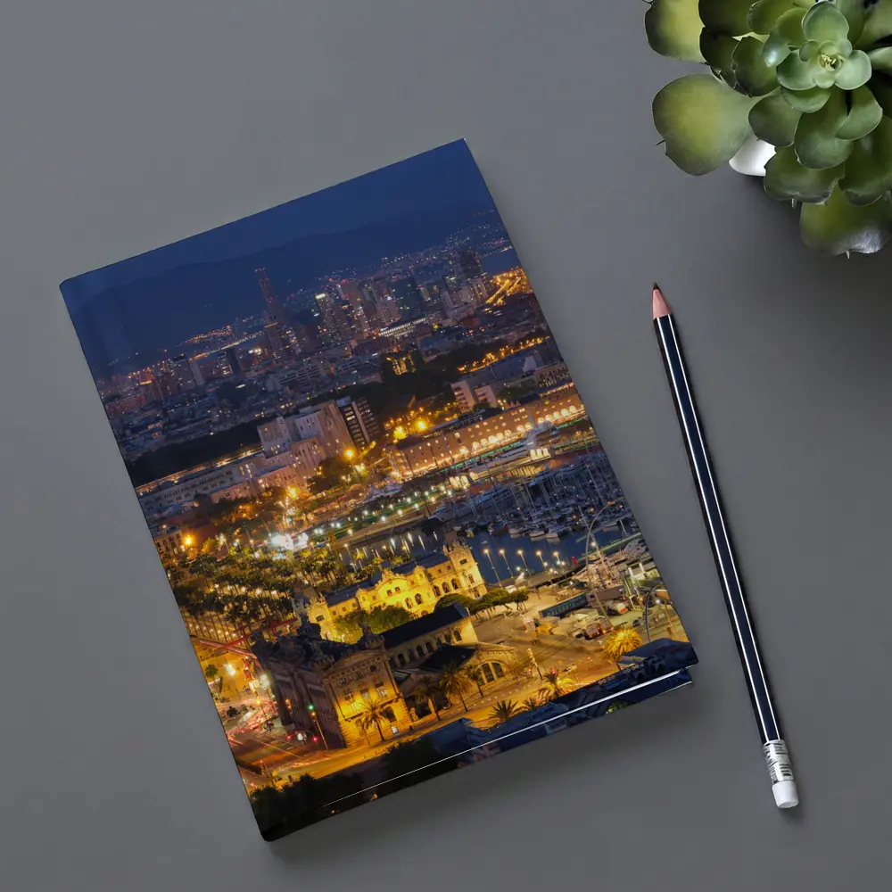 Barcelona City Skyline Glowing at Night – Notebooks