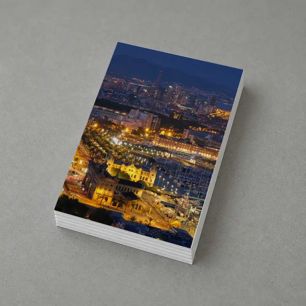 Barcelona City Skyline Glowing at Night – Postcards