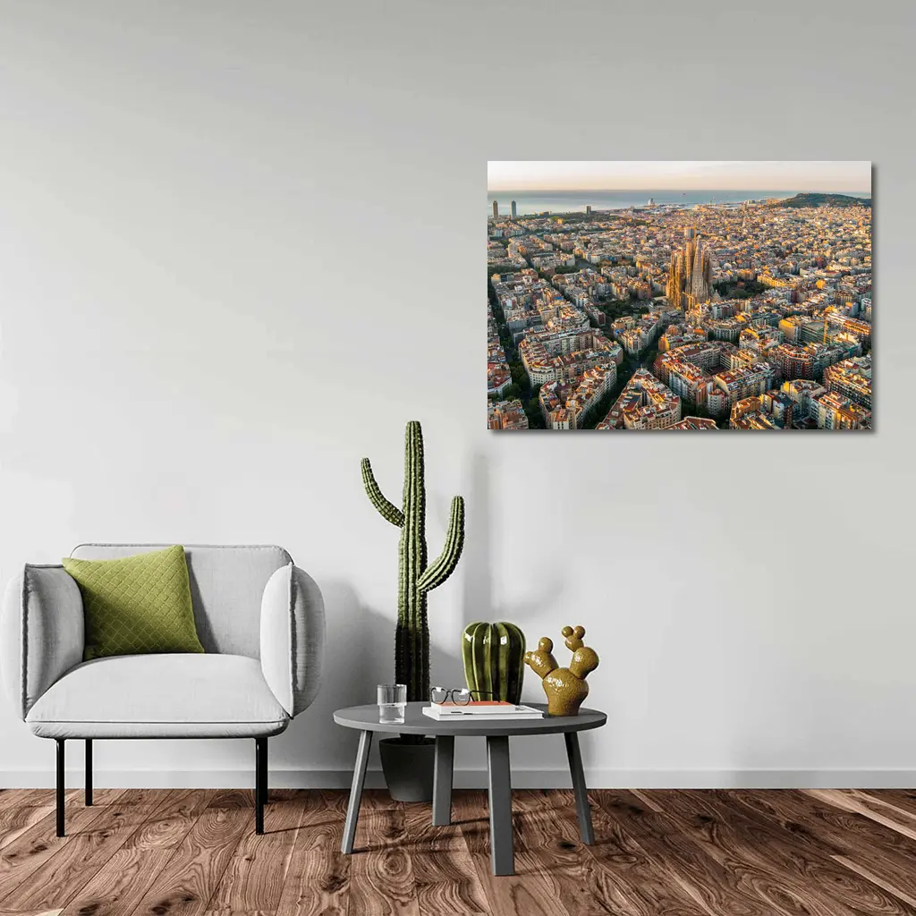 Barcelona Aerial View Sagrada Familia Cityscape – Wall Art
