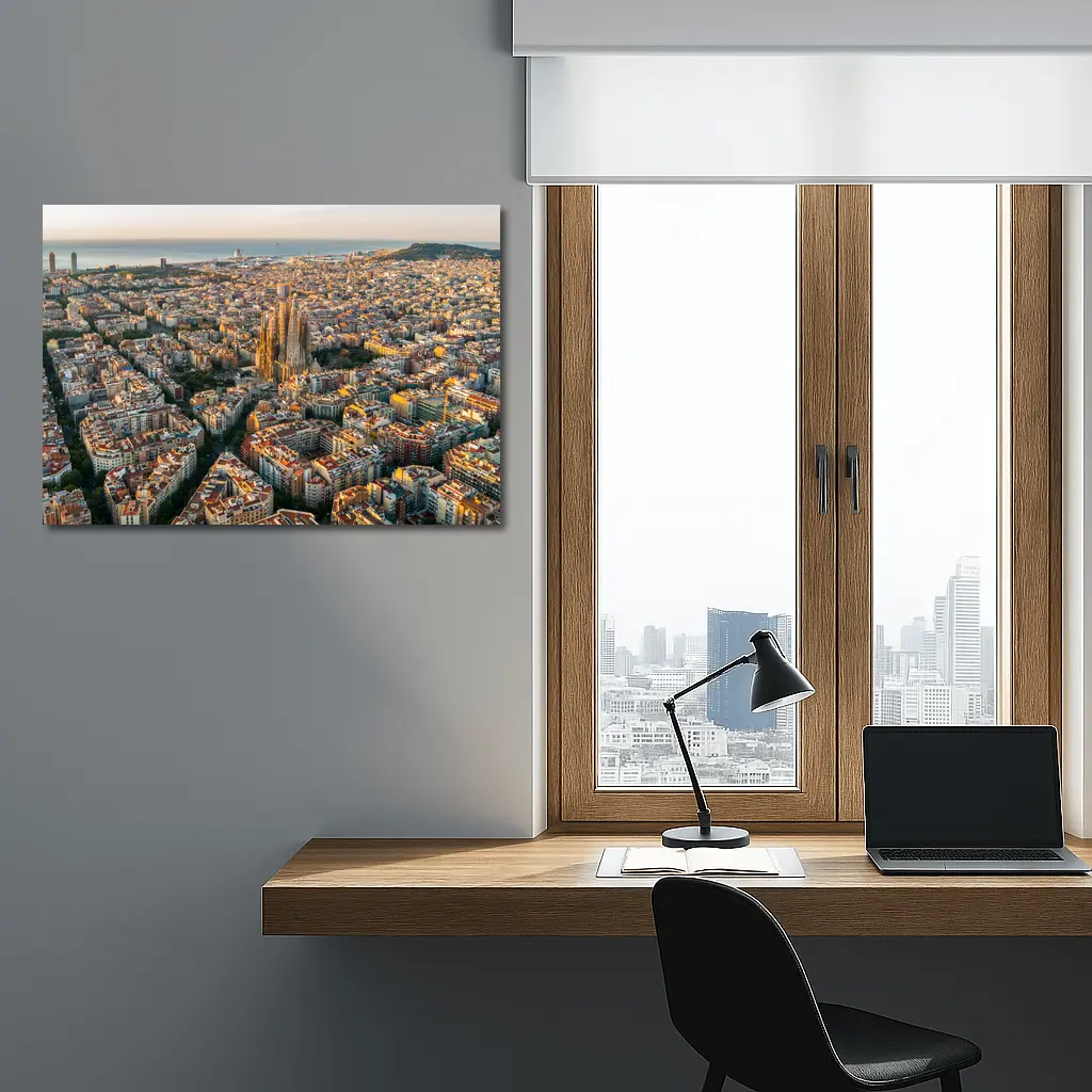 Barcelona Aerial View Sagrada Familia Cityscape – Wall Art