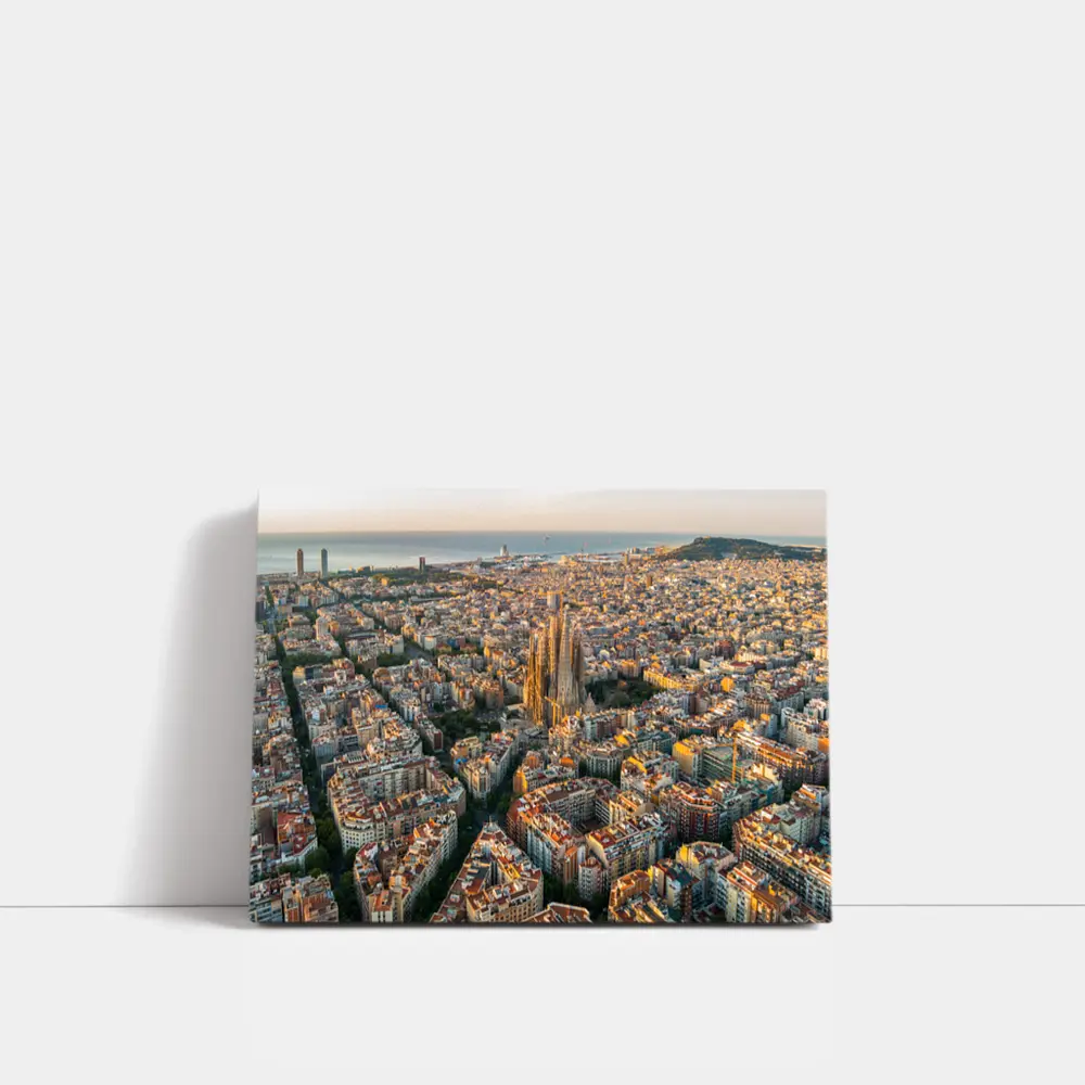 Barcelona Aerial View Sagrada Familia Cityscape – Wall Art
