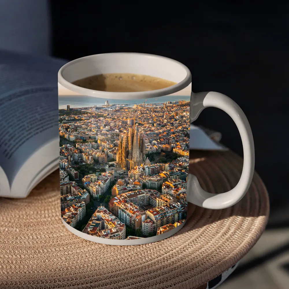 Barcelona Aerial View Sagrada Familia Cityscape – Mugs