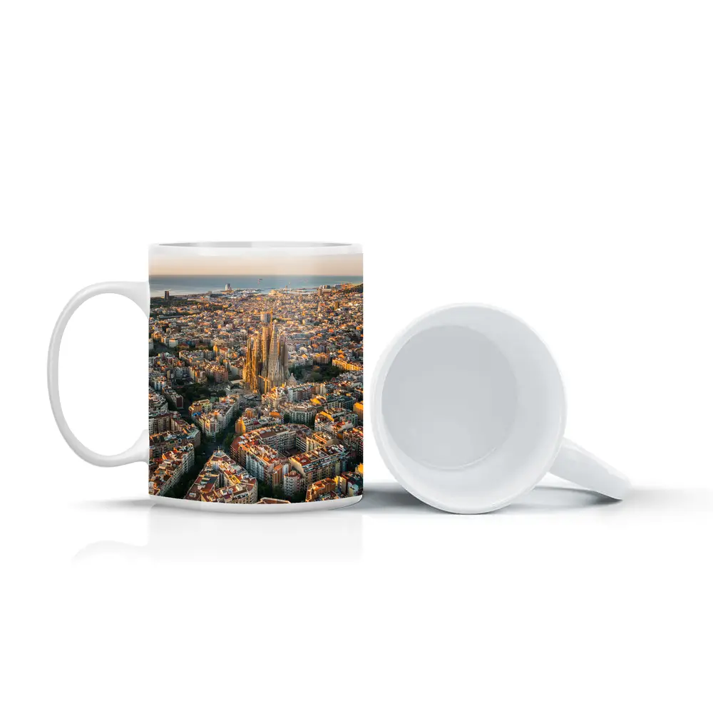 Barcelona Aerial View Sagrada Familia Cityscape – Mugs