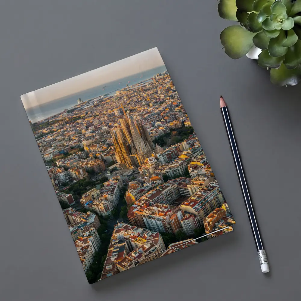 Barcelona Aerial View Sagrada Familia Cityscape – Notebooks