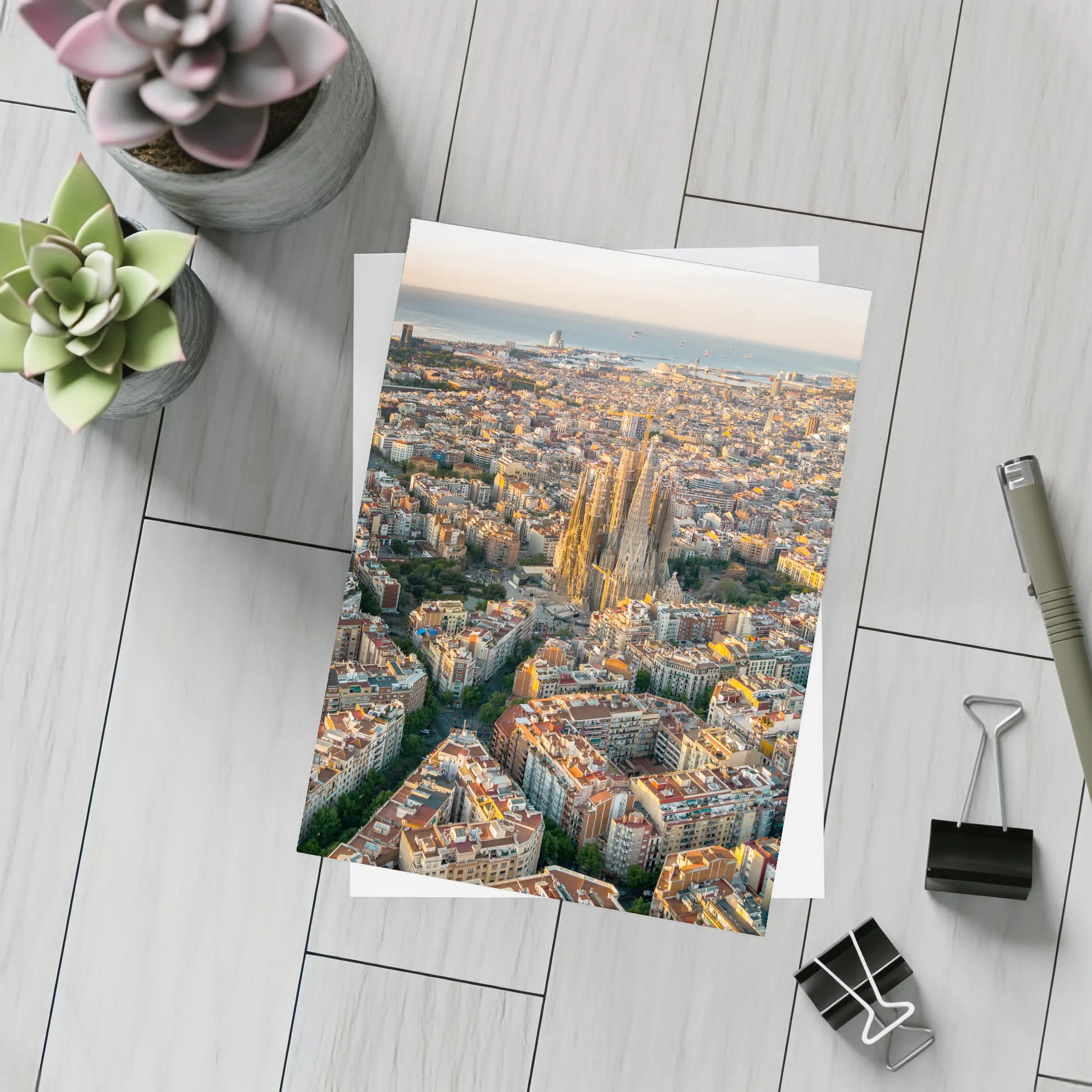 Barcelona Aerial View Sagrada Familia Cityscape – Postcards