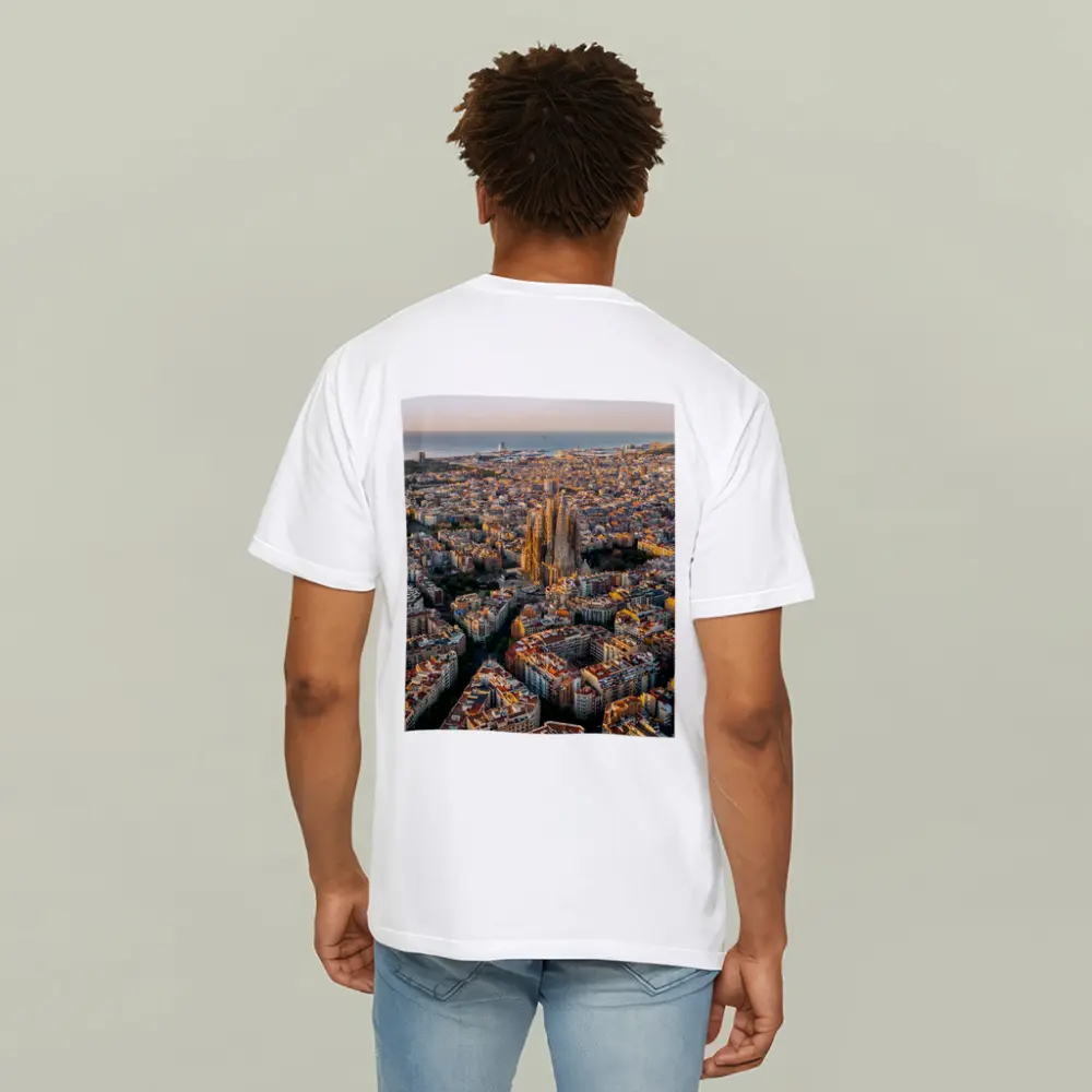 Barcelona Aerial View Sagrada Familia Cityscape – T-Shirts