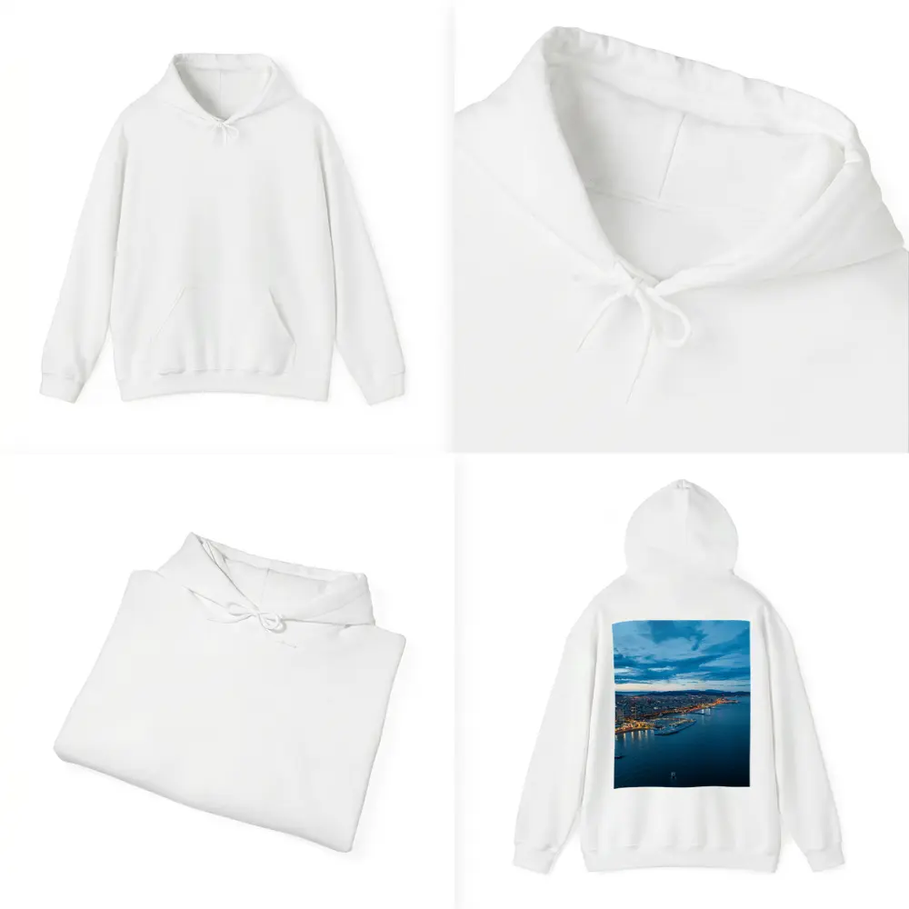 Barcelona Coastline Aerial View Blue Hour – Hoodies