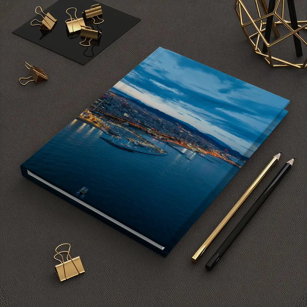 Barcelona Coastline Aerial View Blue Hour – Notebooks