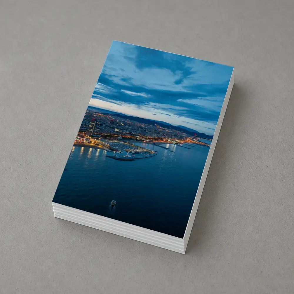 Barcelona Coastline Aerial View Blue Hour – Postcards