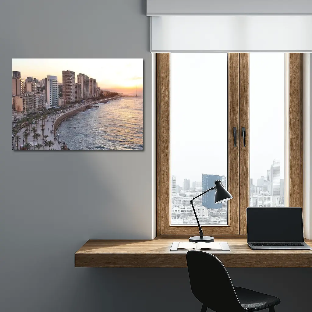 Beirut Corniche Waterfront Skyline Sunset View – Wall Art