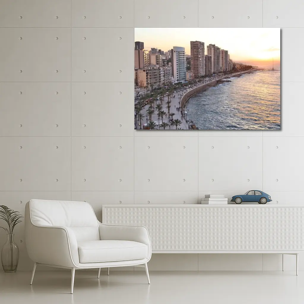 Beirut Corniche Waterfront Skyline Sunset View – Wall Art