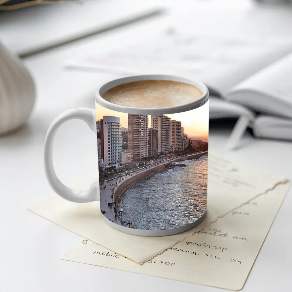 Beirut Corniche Waterfront Skyline Sunset View – Mugs