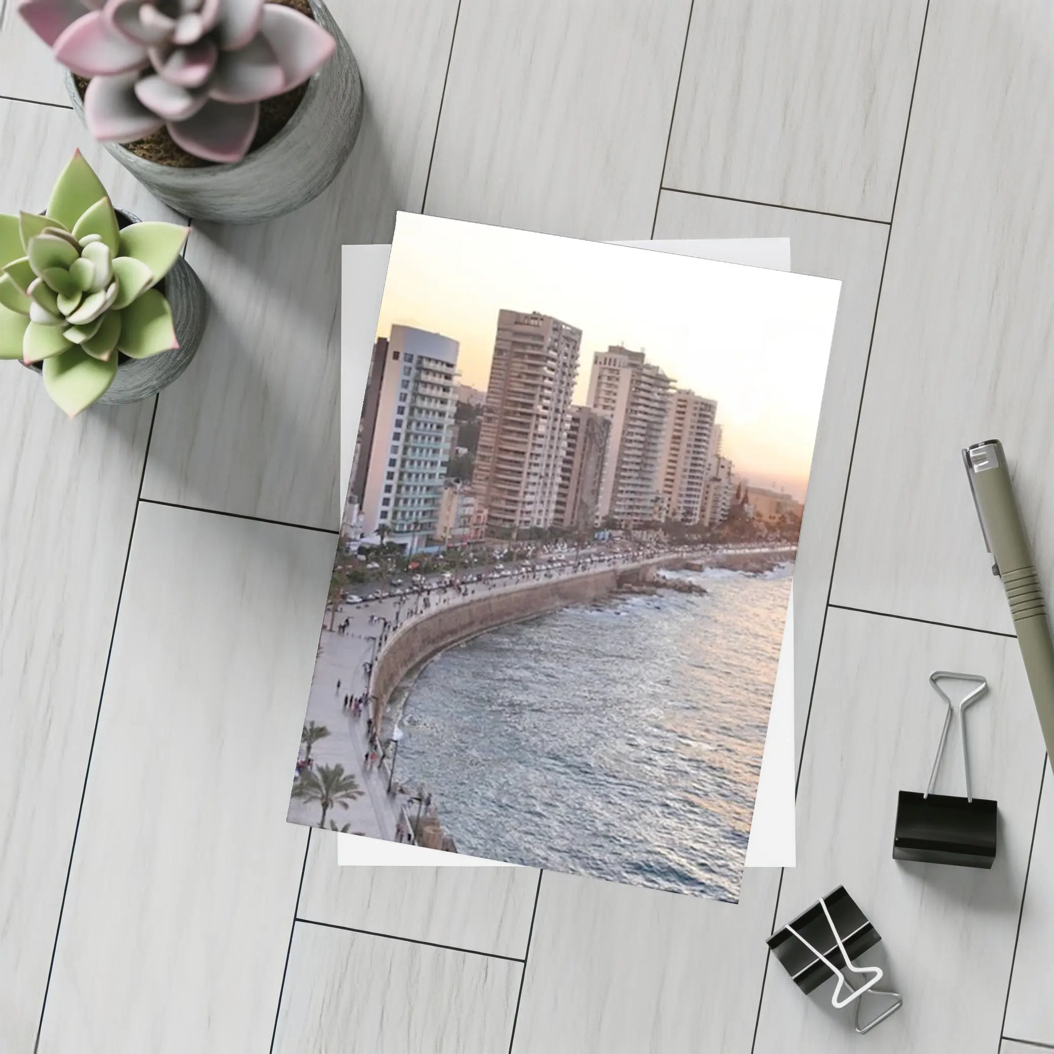 Beirut Corniche Waterfront Skyline Sunset View – Postcards