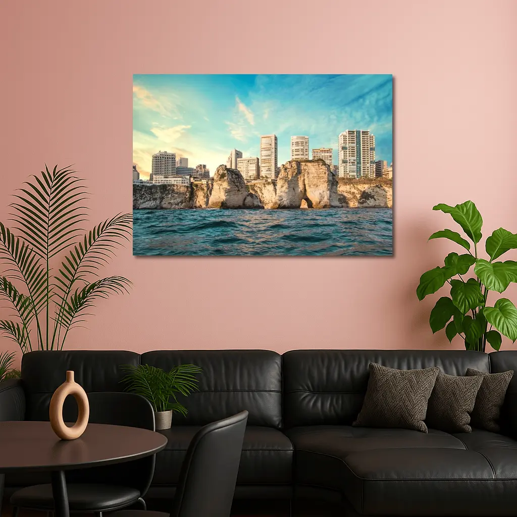 Beirut Lebanon Coastal Cliffs City Skyline – Wall Art
