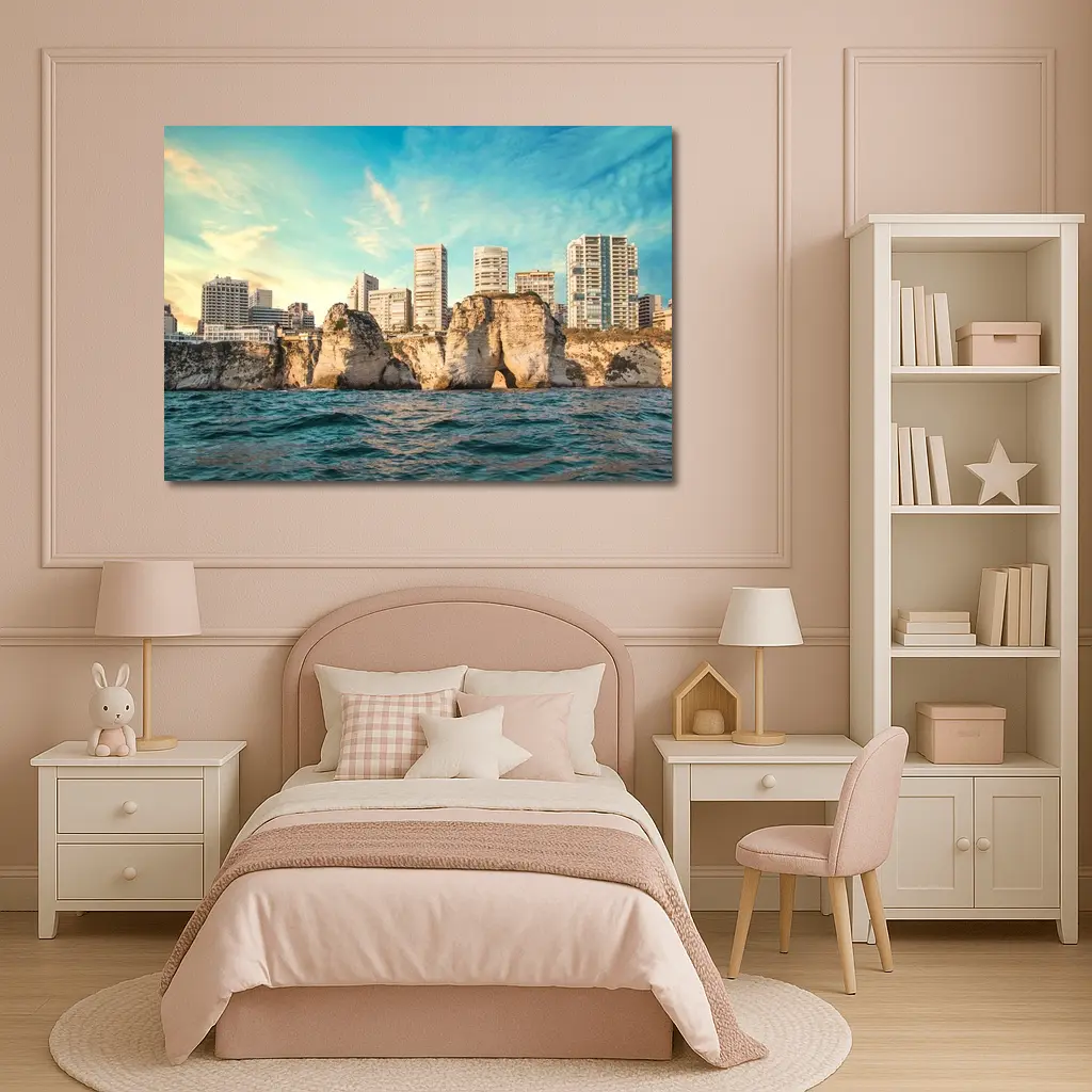 Beirut Lebanon Coastal Cliffs City Skyline – Wall Art