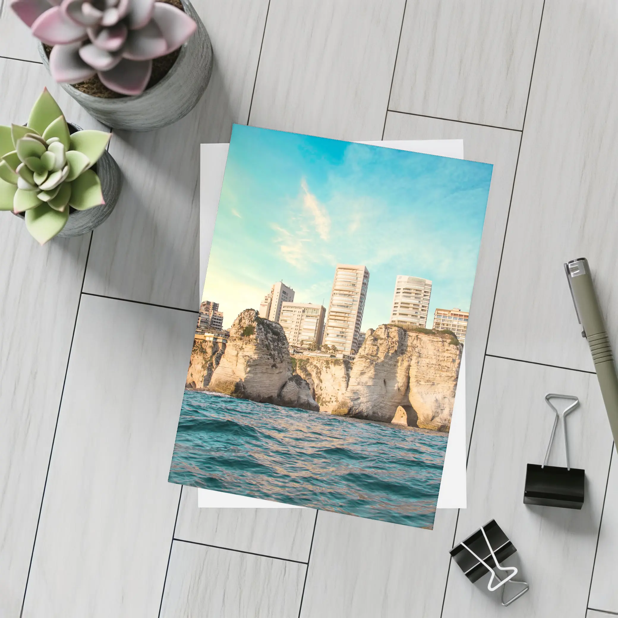 Beirut Lebanon Coastal Cliffs City Skyline – Postcards