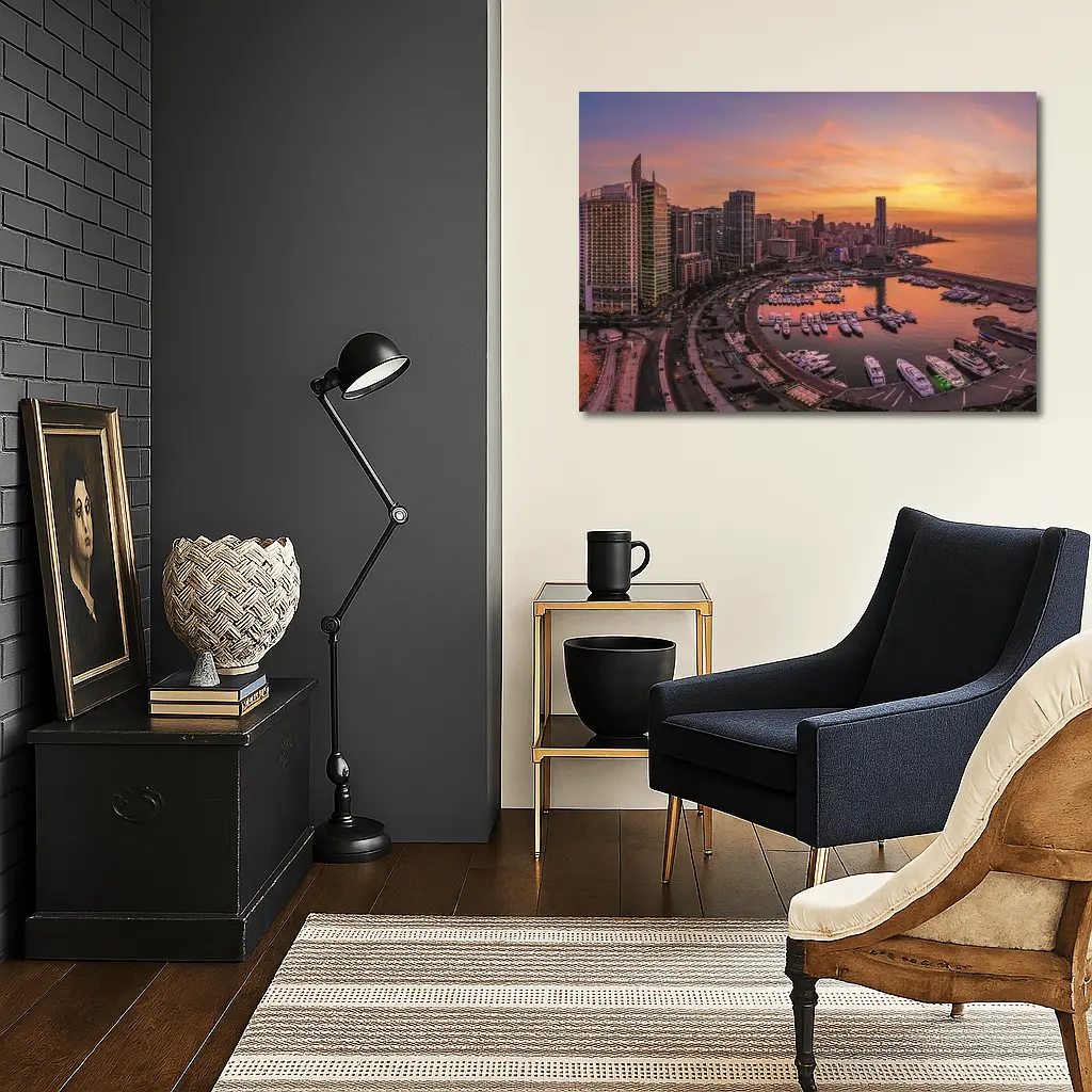 Beirut Lebanon Marina Skyline Sunset View – Wall Art