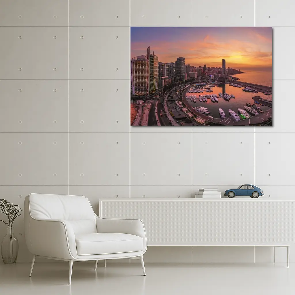 Beirut Lebanon Marina Skyline Sunset View – Wall Art