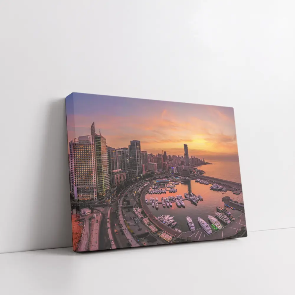 Beirut Lebanon Marina Skyline Sunset View – Wall Art