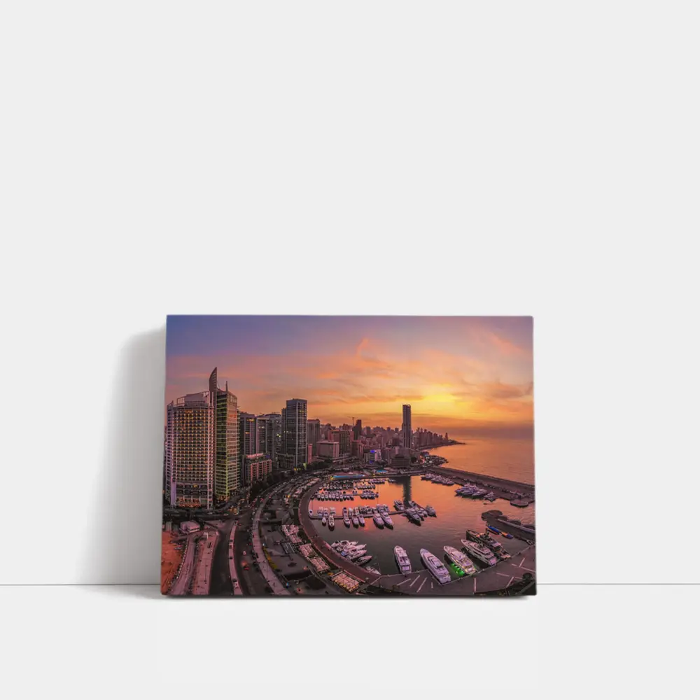 Beirut Lebanon Marina Skyline Sunset View – Wall Art