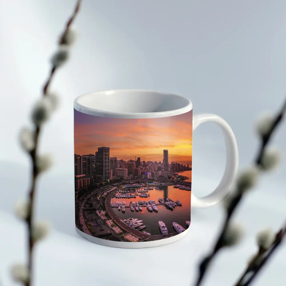 Beirut Lebanon Marina Skyline Sunset View – Mugs