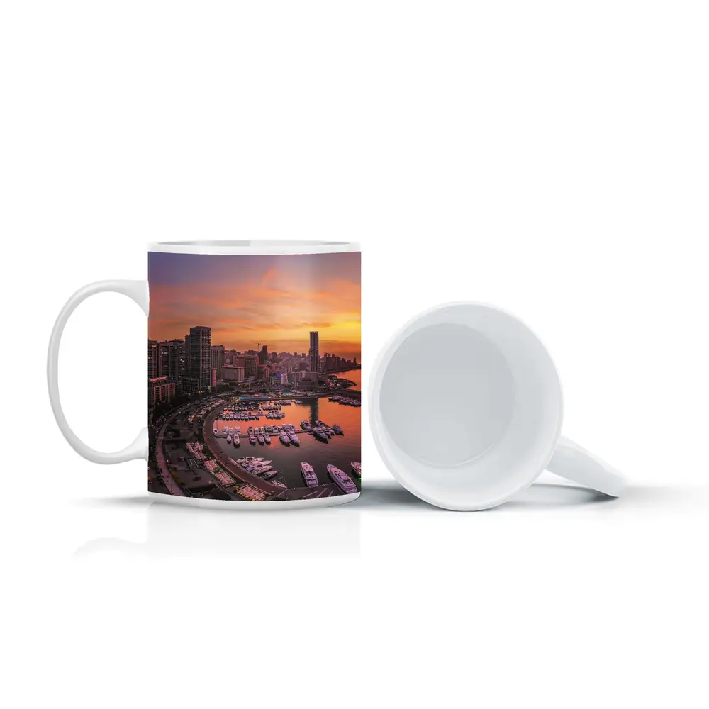Beirut Lebanon Marina Skyline Sunset View – Mugs