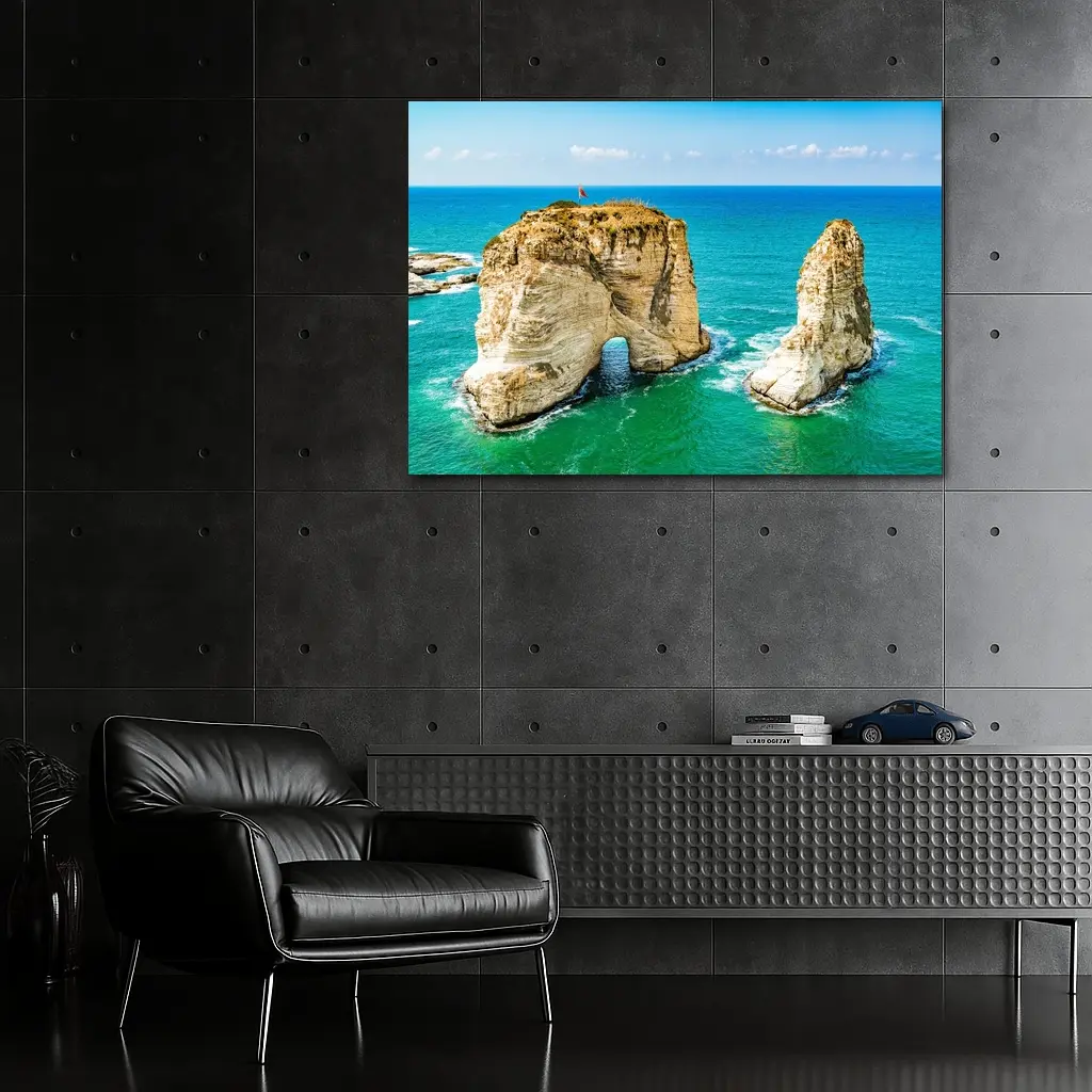 Raouche Rocks Beirut Blue Mediterranean Sea – Wall Art